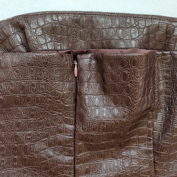 7 For All Mankind Strapless Dress Brown Faux Leather Snakeskin Print Sexy Medium - Picture 4 of 13